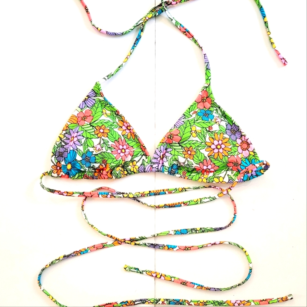 NEW Floral Triangle Bikini Top